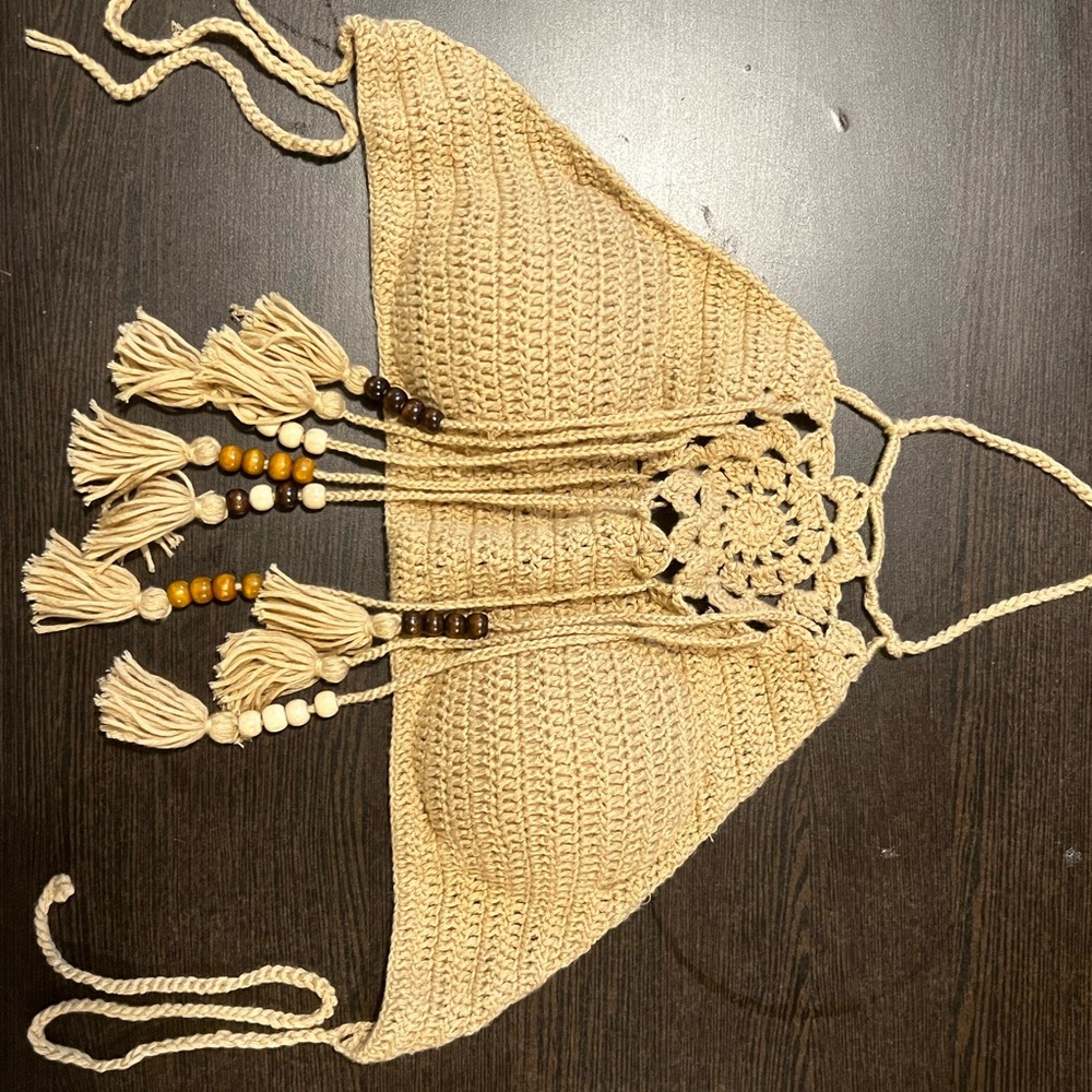 Handmade Crochet Halter Top with Tassels